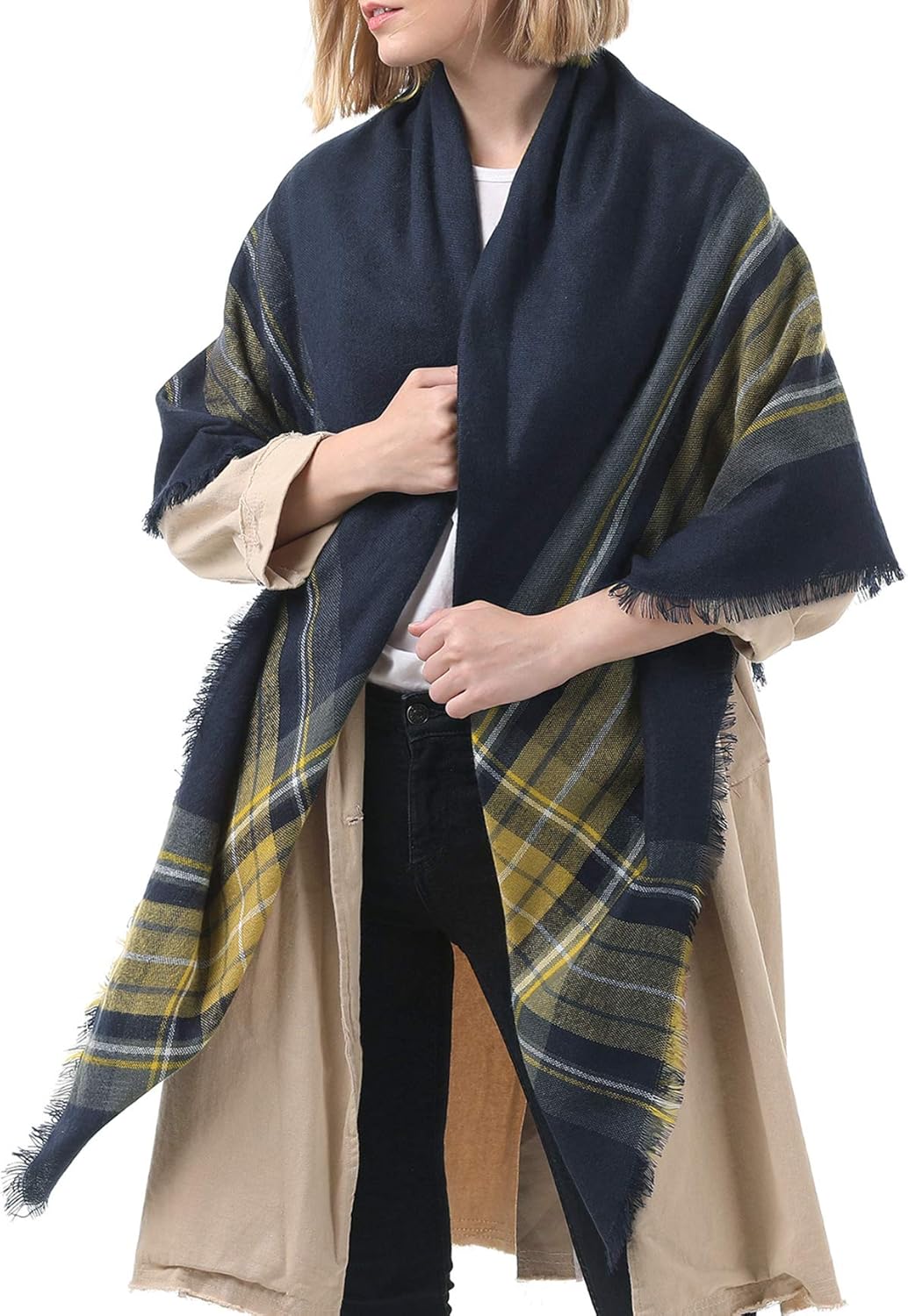 American Trends Womens Fall Winter Scarf Plaid Tassel Soft Warm Blanket Scarves Womens Shawl Wraps - Image 4