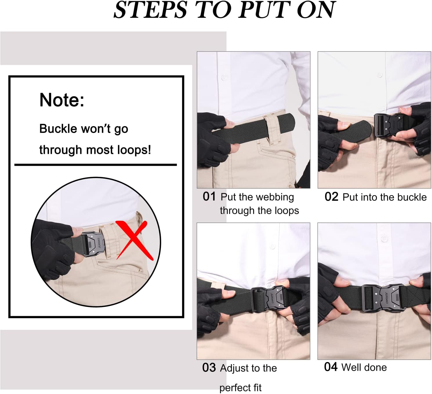 Quick Release Tactical Belt, Military Work 1.5" Nylon Web Hiking Belt with Heavy Duty Seatbelt Buckle - Image 5