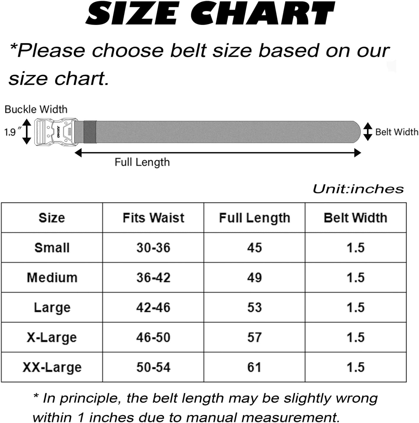 Quick Release Tactical Belt, Military Work 1.5" Nylon Web Hiking Belt with Heavy Duty Seatbelt Buckle - Image 6