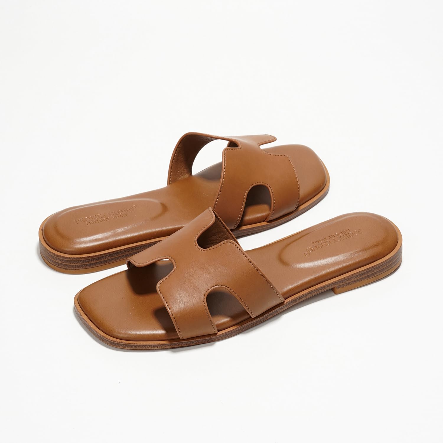 Project Cloud Fashion Flat Summer Sandals for Women 2025 - Leather Womens Sandals Comfortable Memory Foam Slides for Women Footwear - Mules Women's Sandals - Walking Sandals Women (Jannel) - Image 6