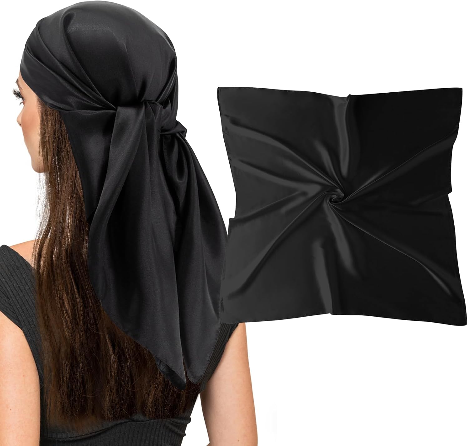 vimate 35" Square Silk Like Head Scarf - Women's Fashion Silk Feeling Scarf for Hair Wrapping and Sleeping at Night.