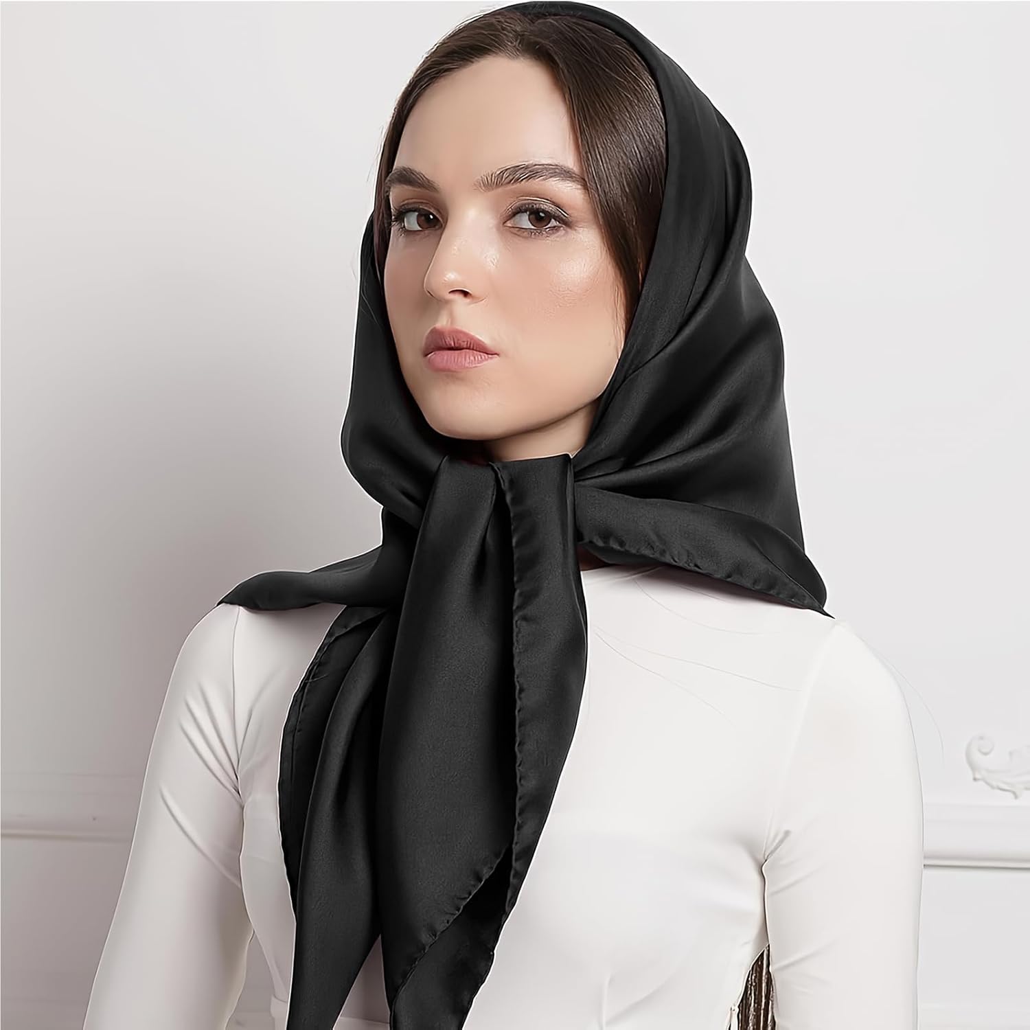 vimate 35" Square Silk Like Head Scarf - Women's Fashion Silk Feeling Scarf for Hair Wrapping and Sleeping at Night. - Image 7